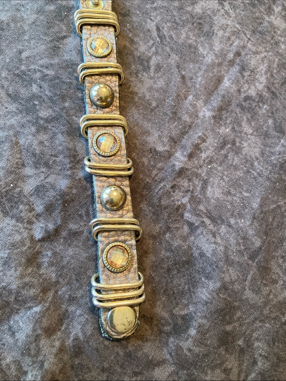 Strap Bracelet with Antiqued Metal Studs